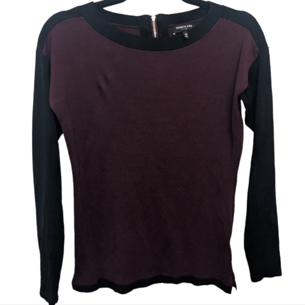 Kenneth Cole Colorblock Burgundy & Black Sweater 🍷🖤